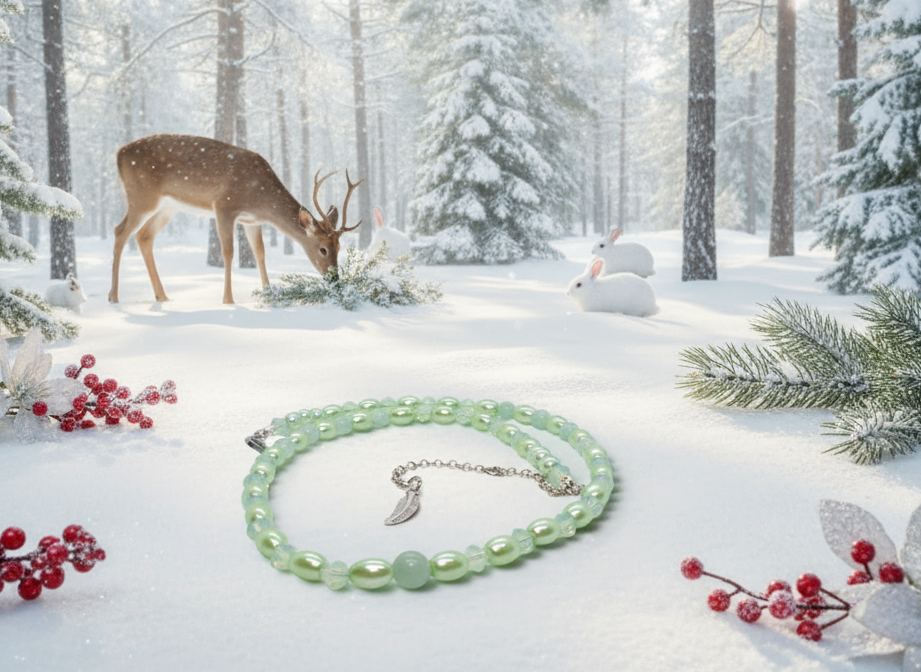 Amazing Burness Jade and Crystal Necklace