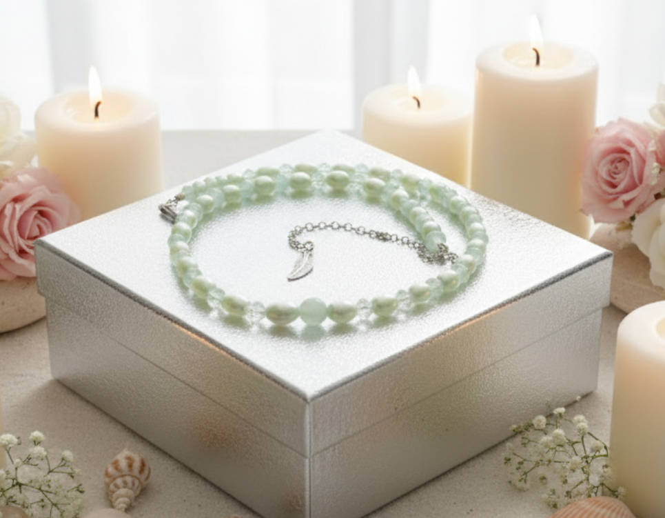 Amazing Burness Jade and Crystal Necklace