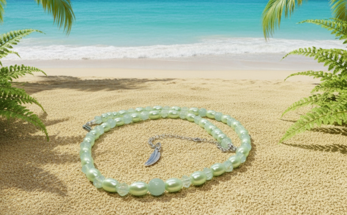 Amazing Burness Jade and Crystal Necklace