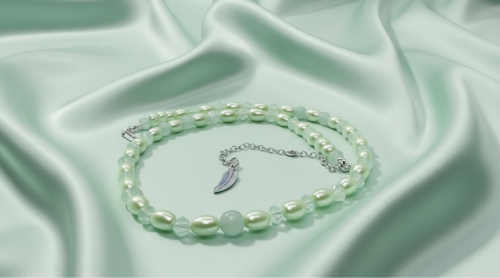 Amazing Burness Jade and Crystal Necklace