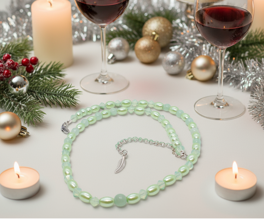 Amazing Burness Jade and Crystal Necklace