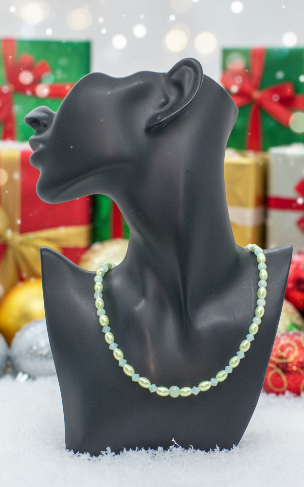Amazing Burness Jade and Crystal Necklace