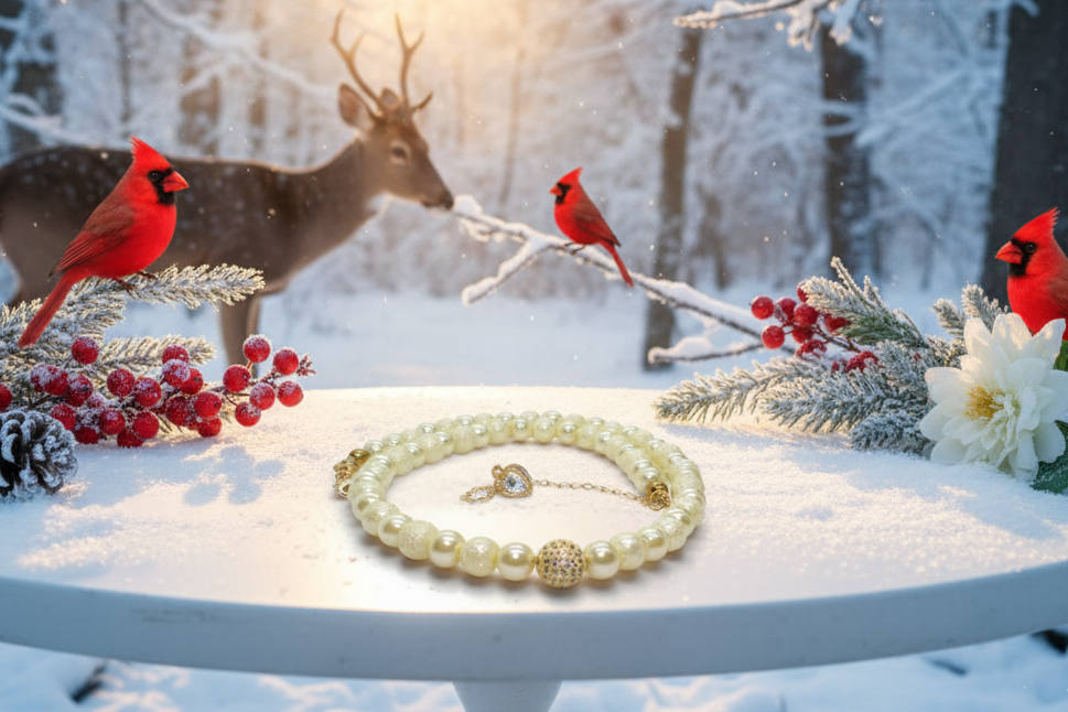 Alluring Ivory, Gold and Crystal Necklace