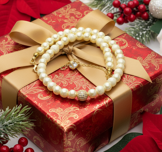 Alluring Ivory, Gold and Crystal Necklace
