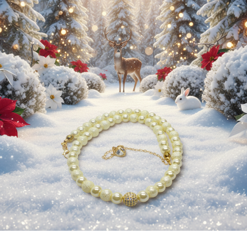Alluring Ivory, Gold and Crystal Necklace