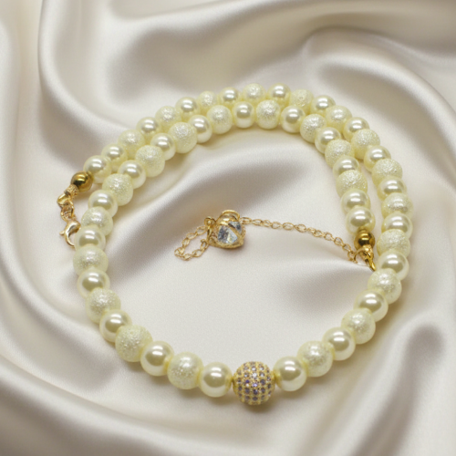 Alluring Ivory, Gold and Crystal Necklace
