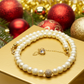 Alluring Ivory, Gold and Crystal Necklace