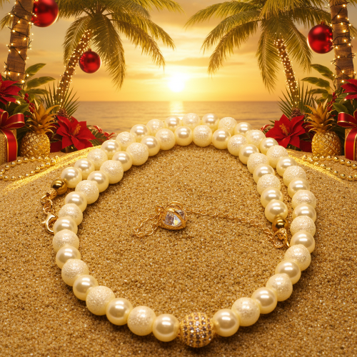 Alluring Ivory, Gold and Crystal Necklace