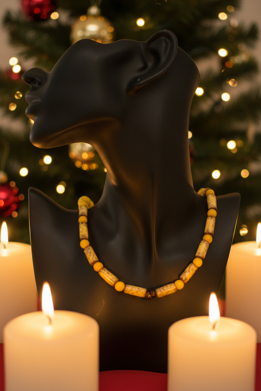 Exciting Betelnut, Aragon and Crystal Brown Necklace