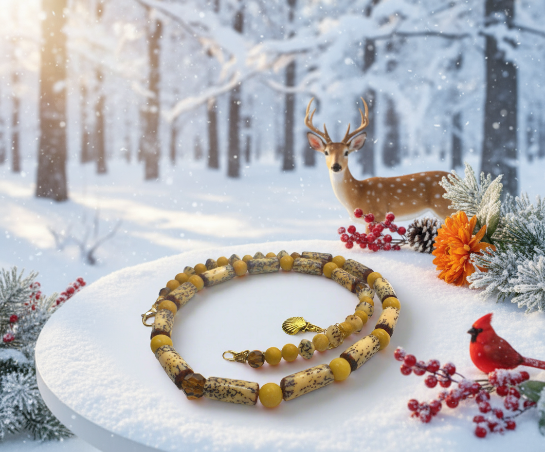 Exciting Betelnut, Aragon and Crystal Brown Necklace