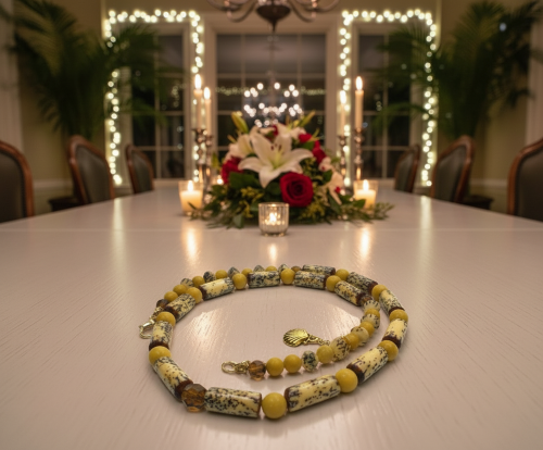 Exciting Betelnut, Aragon and Crystal Brown Necklace