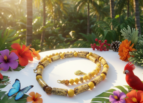Exciting Betelnut, Aragon and Crystal Brown Necklace