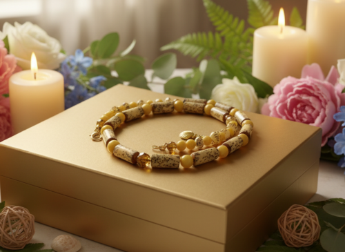 Exciting Betelnut, Aragon and Crystal Brown Necklace