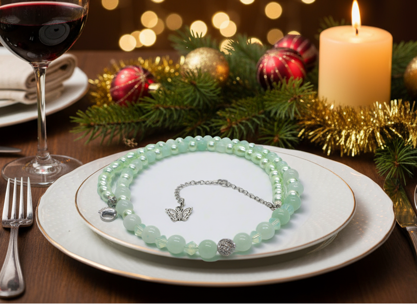 Gorgeous Burness Jade, Crystal, and Cubic Zirconia Necklace