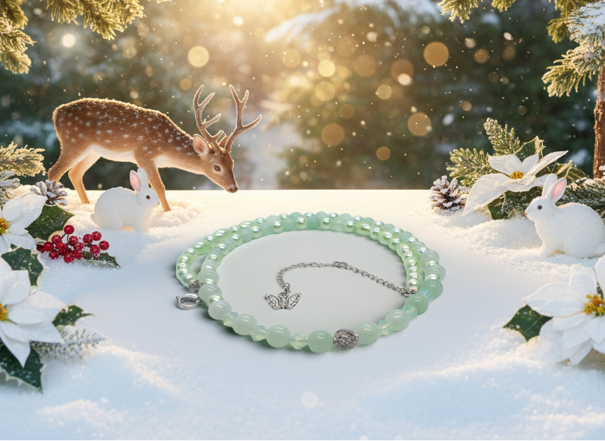 Gorgeous Burness Jade, Crystal, and Cubic Zirconia Necklace