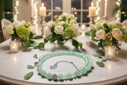 Gorgeous Burness Jade, Crystal, and Cubic Zirconia Necklace