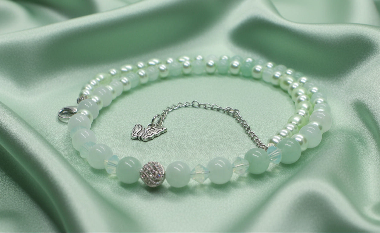 Gorgeous Burness Jade, Crystal, and Cubic Zirconia Necklace