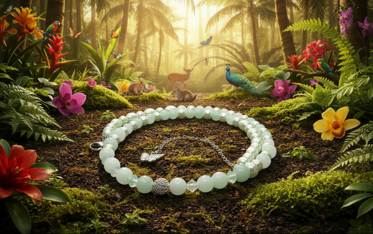 Gorgeous Burness Jade, Crystal, and Cubic Zirconia Necklace