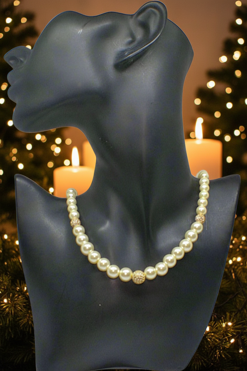 Captivating Ivory and Cubic Zirconia Necklace