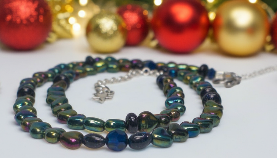 Tantalizing Blue Goldstone and Crystal Necklace