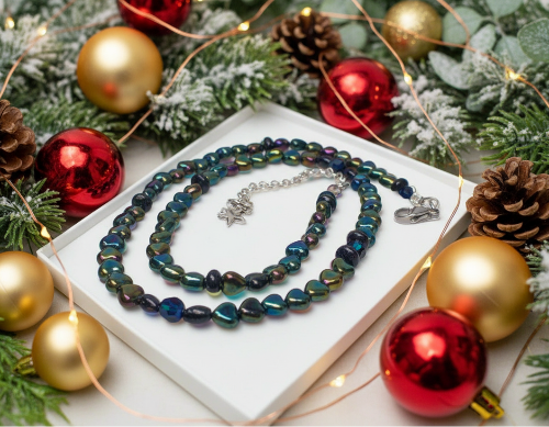 Tantalizing Blue Goldstone and Crystal Necklace
