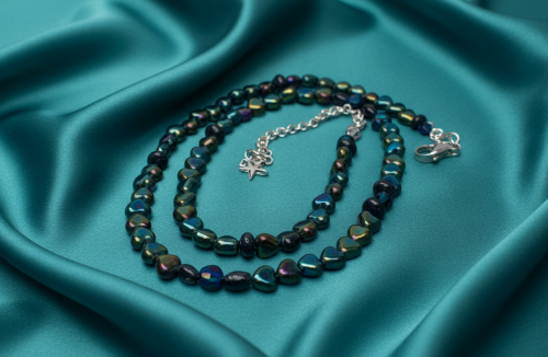 Tantalizing Blue Goldstone and Crystal Necklace