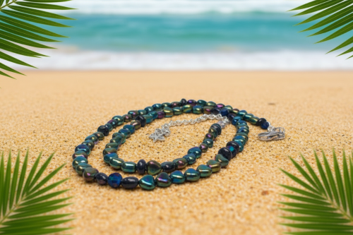 Tantalizing Blue Goldstone and Crystal Necklace