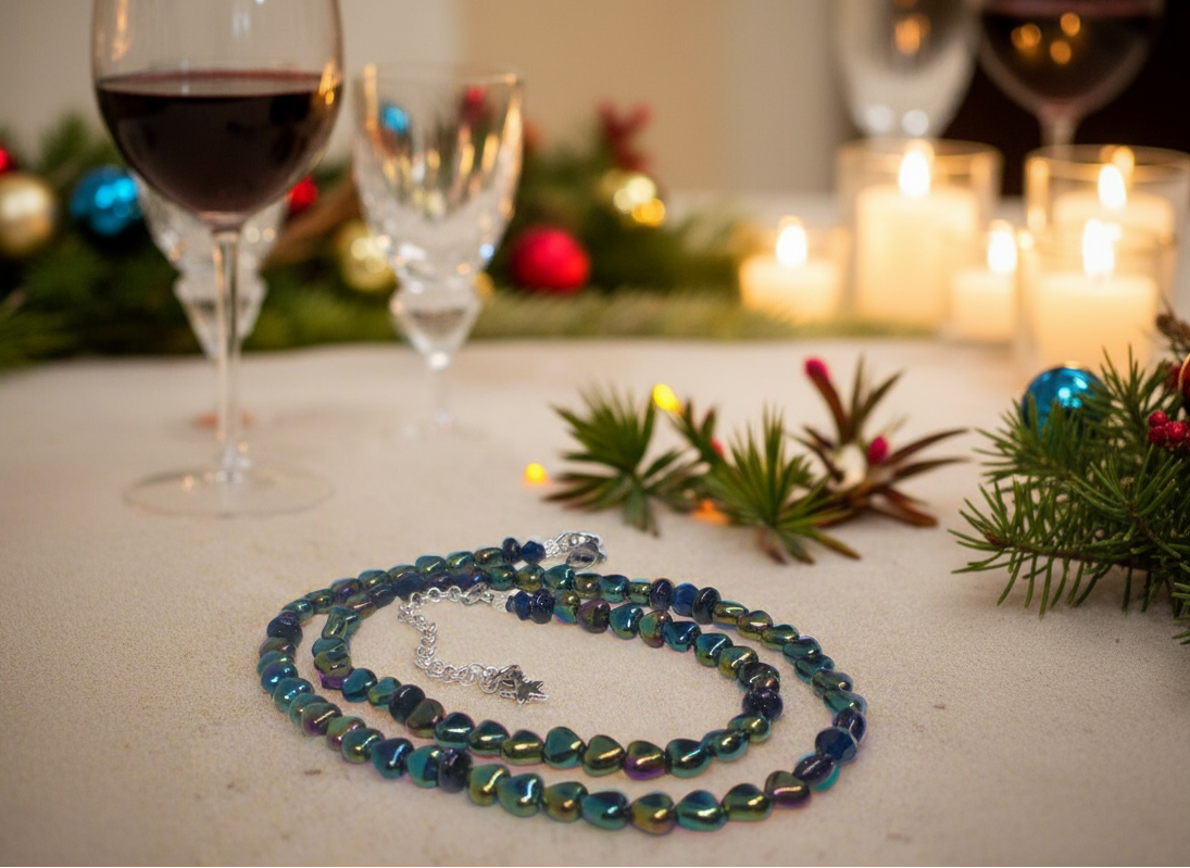 Tantalizing Blue Goldstone and Crystal Necklace