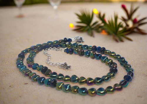 Tantalizing Blue Goldstone and Crystal Necklace