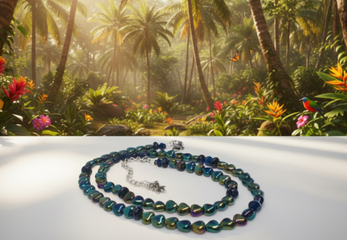 Tantalizing Blue Goldstone and Crystal Necklace