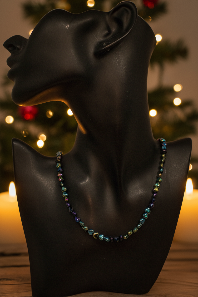 Tantalizing Blue Goldstone and Crystal Necklace