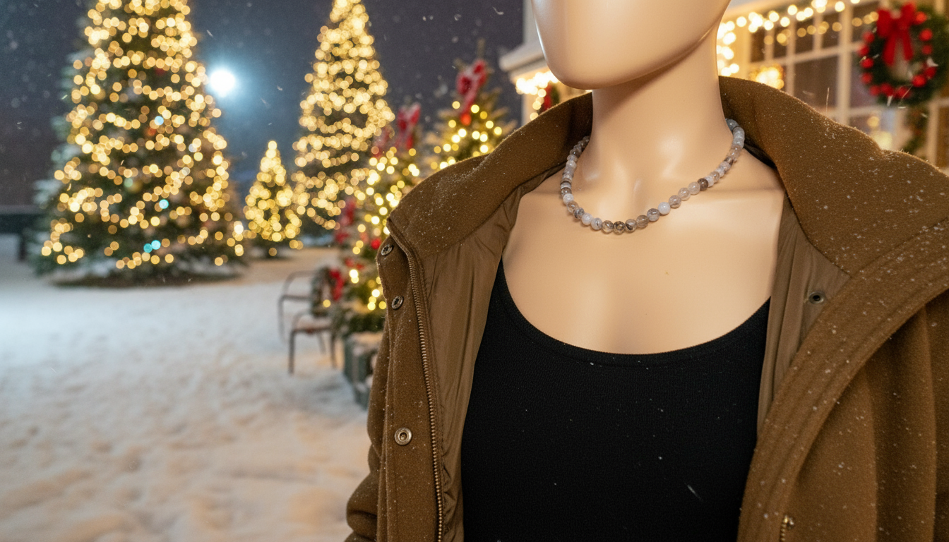 Captivating Black Dragon Vein Agate and Crystal Necklace