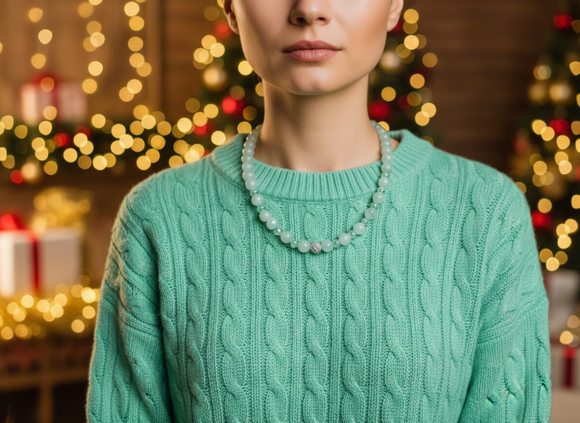Gorgeous Burness Jade, Crystal, and Cubic Zirconia Necklace