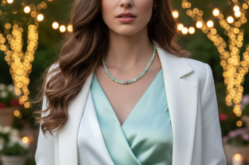 Gorgeous Burness Jade, Crystal, and Cubic Zirconia Necklace