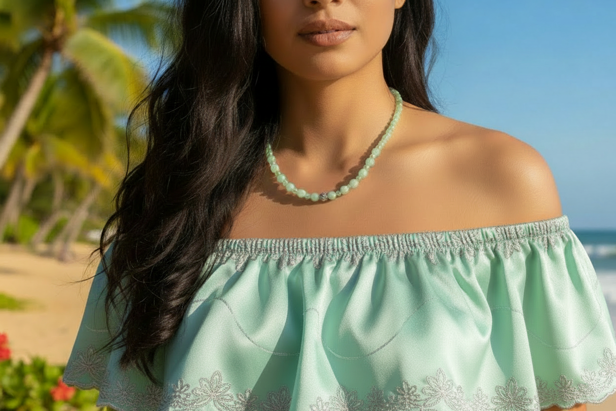 Gorgeous Burness Jade, Crystal, and Cubic Zirconia Necklace