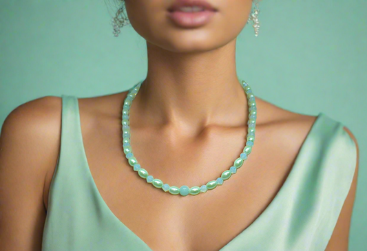 Amazing Burness Jade and Crystal Necklace