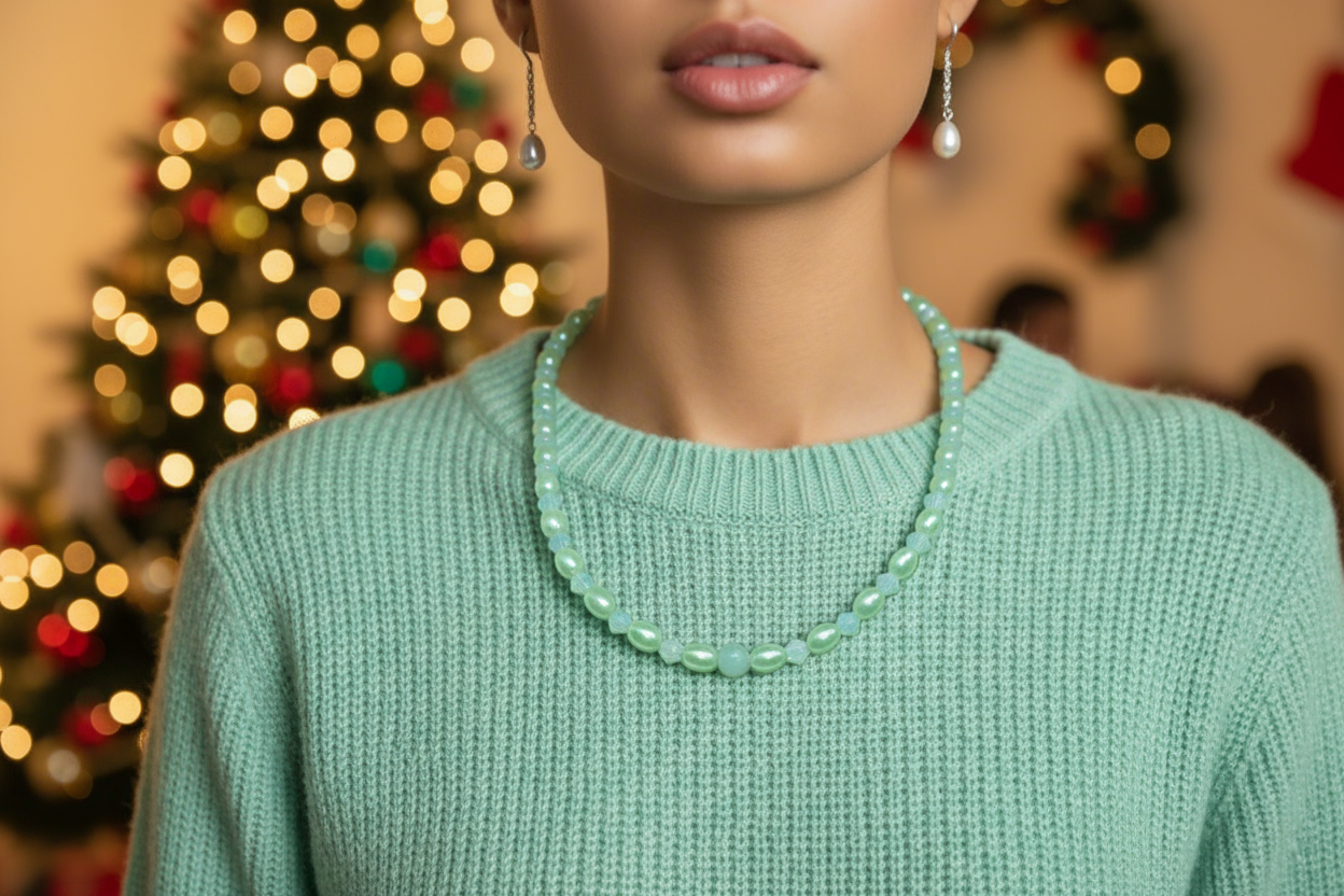 Amazing Burness Jade and Crystal Necklace