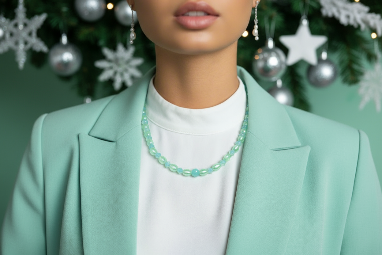 Amazing Burness Jade and Crystal Necklace