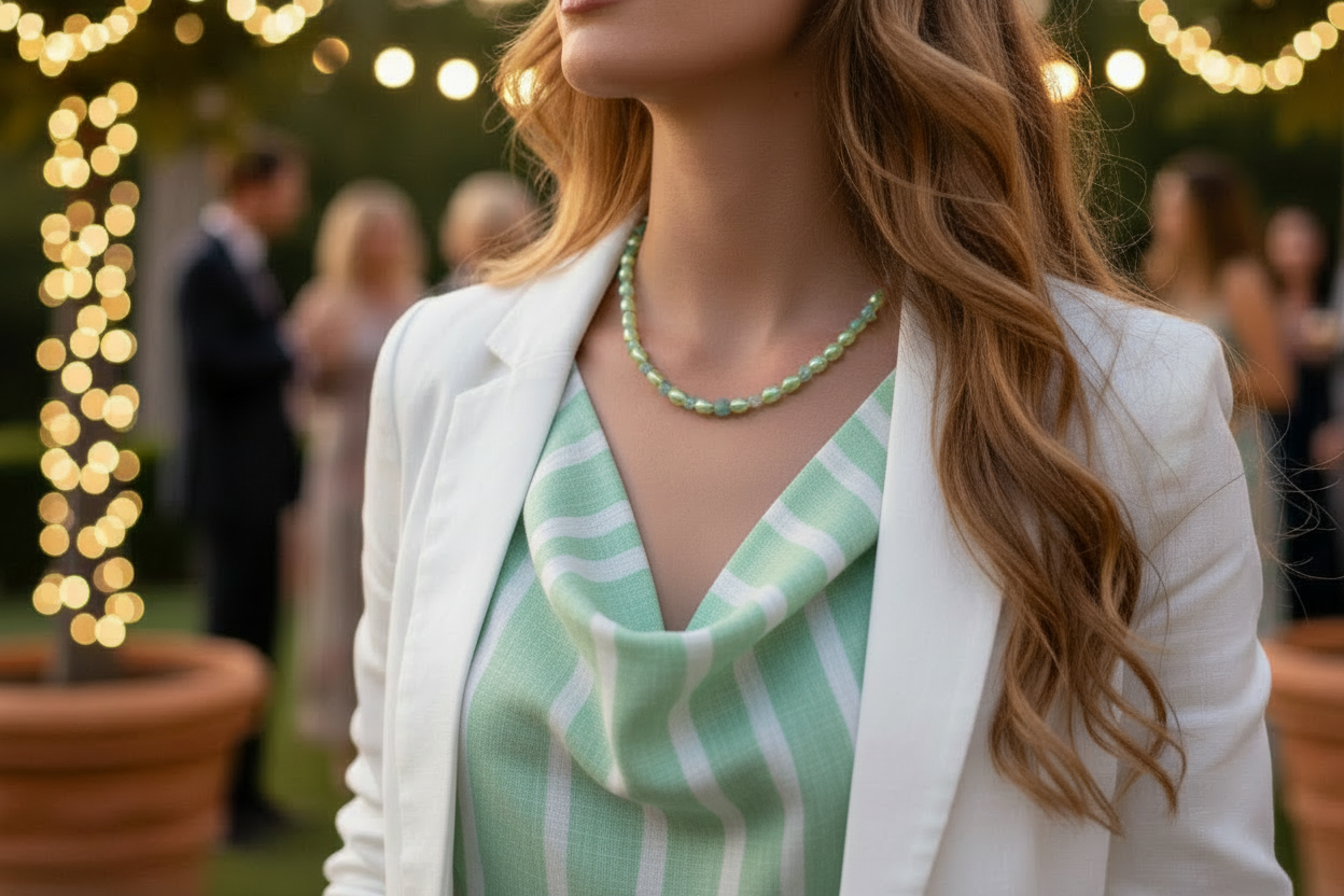 Amazing Burness Jade and Crystal Necklace