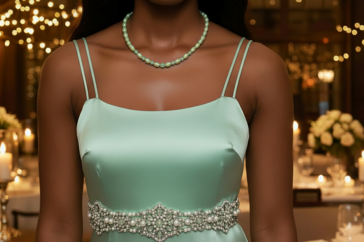 Amazing Burness Jade and Crystal Necklace