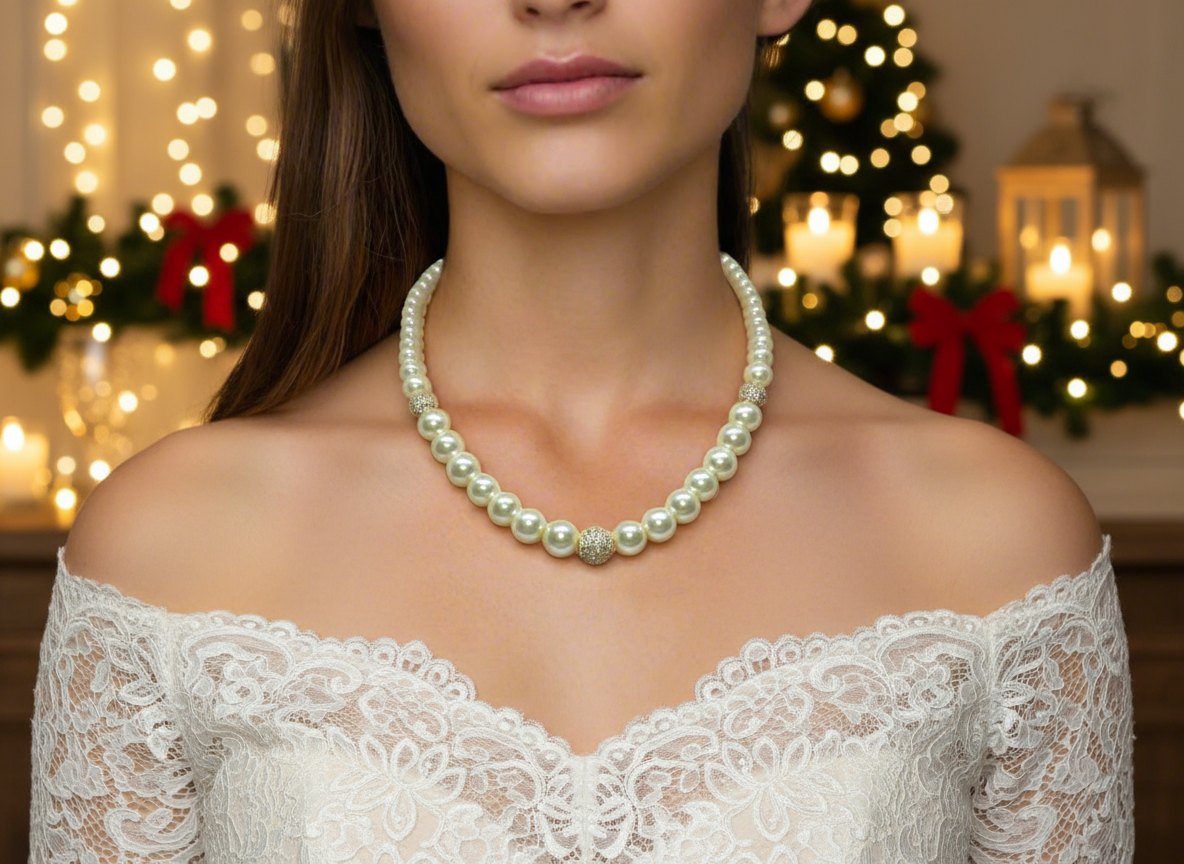 Captivating Ivory and Cubic Zirconia Necklace