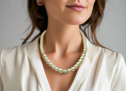 Captivating Ivory and Cubic Zirconia Necklace