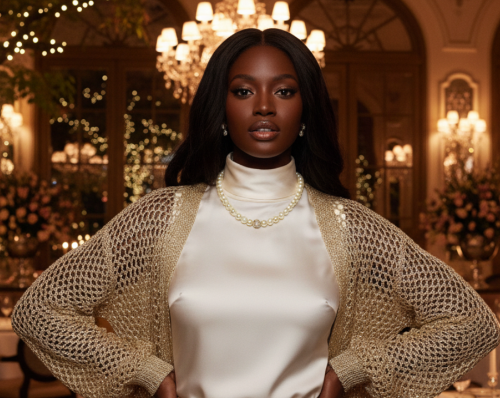 Alluring Ivory, Gold and Crystal Necklace