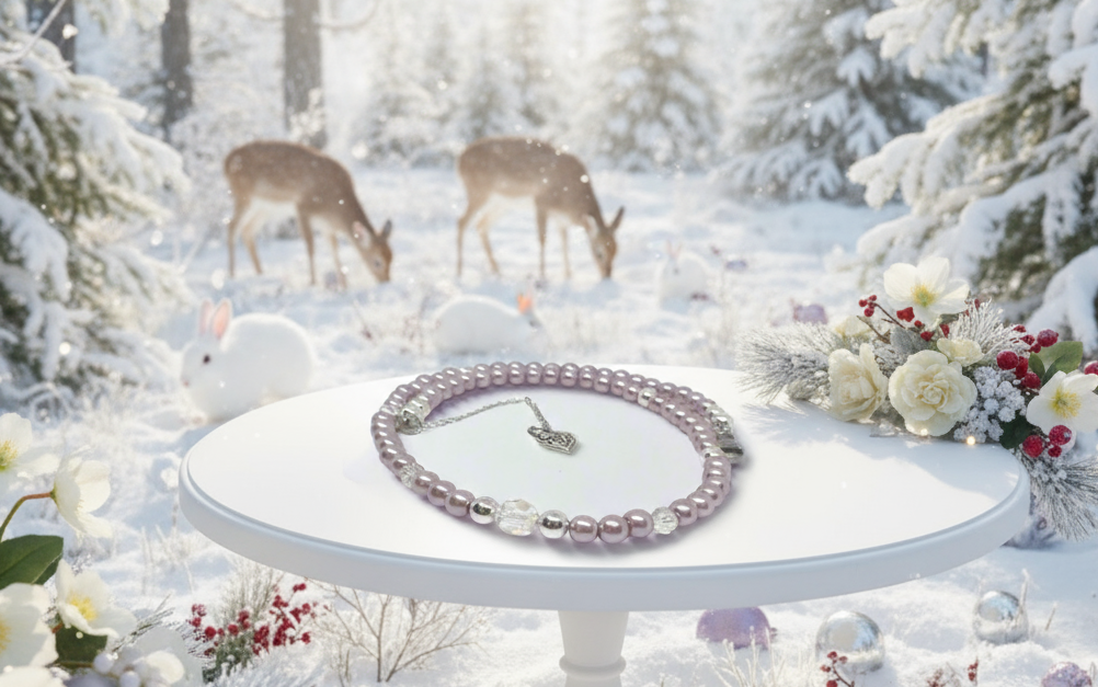 Crystal, Silver Hematite and Lilac Beads Necklace