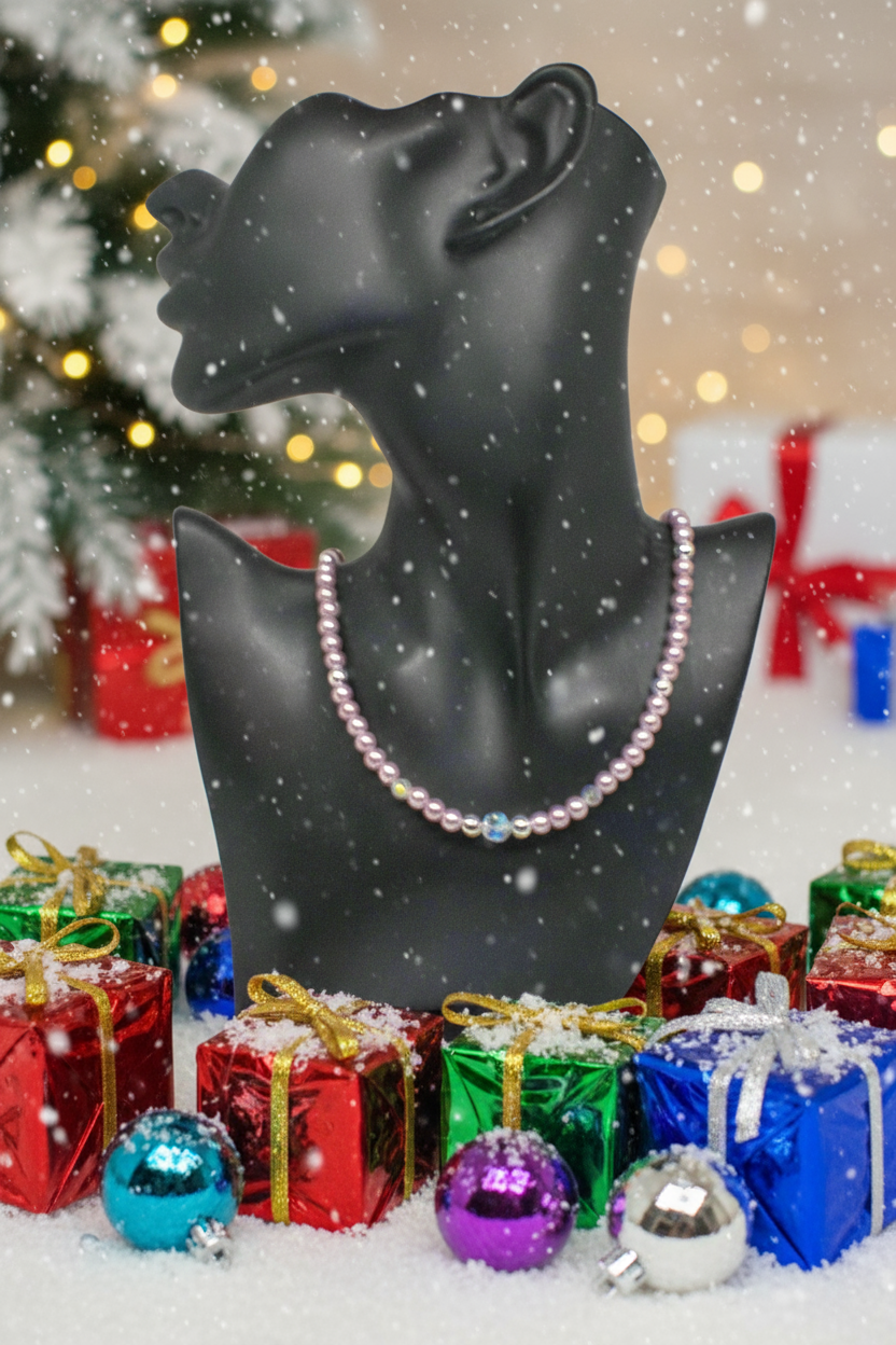 Crystal, Silver Hematite and Lilac Beads Necklace