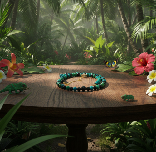 Stunning Black Onyx and Chrysocolla beads Necklace