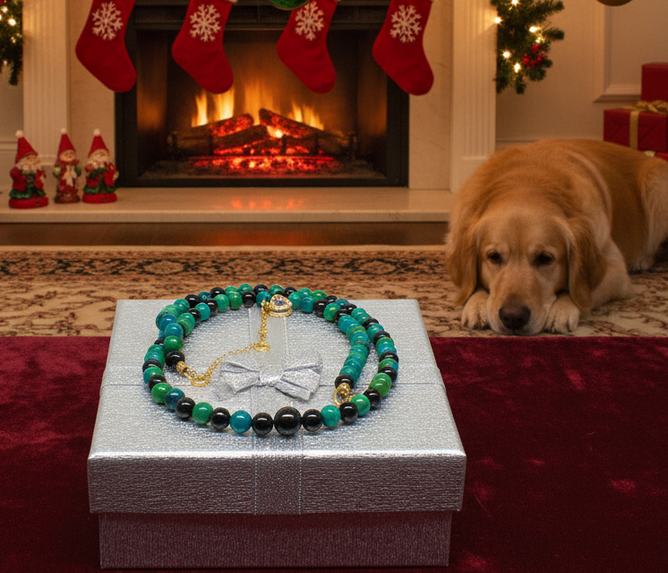 Stunning Black Onyx and Chrysocolla beads Necklace