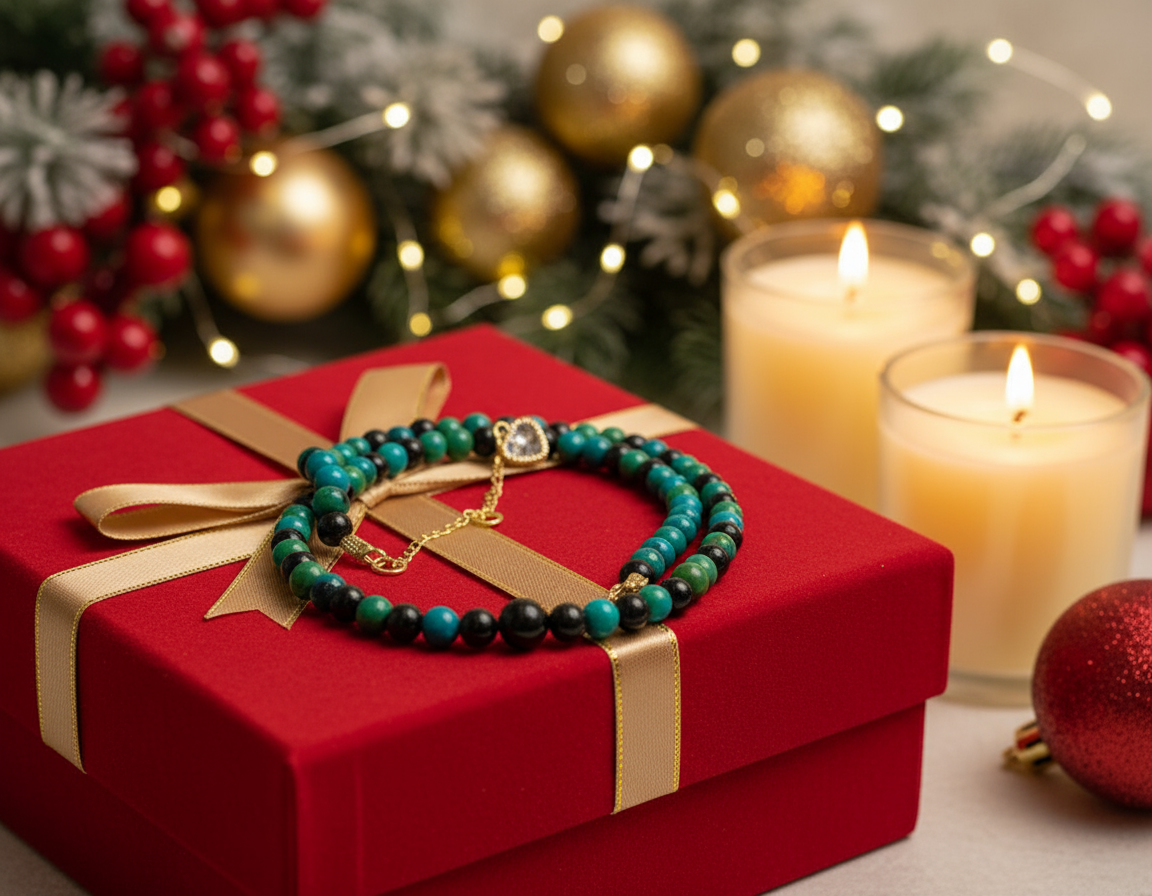 Stunning Black Onyx and Chrysocolla beads Necklace