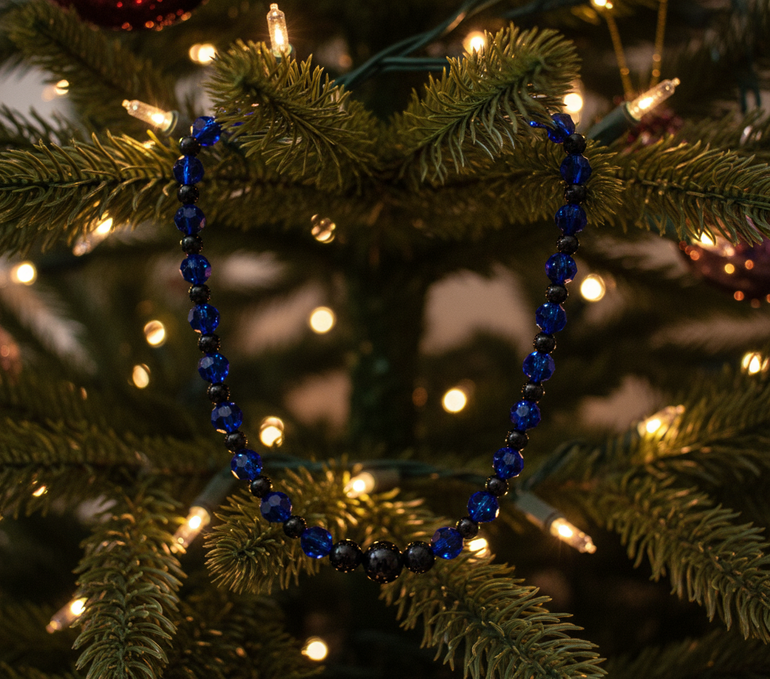 Ravishing Cobalt Blue Crystal and Black Onyx Necklace