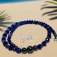Ravishing Cobalt Blue Crystal and Black Onyx Necklace
